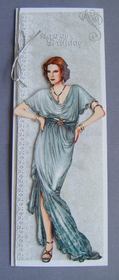 Art Deco Lady Elise (aqua) Decoupage by Maureen Garrigan