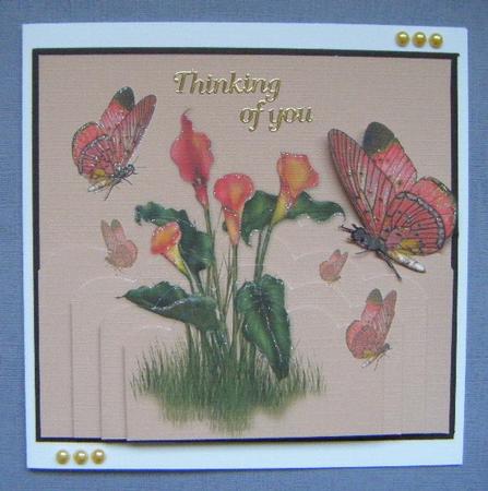 Golden Calla Lilies & Butterflies - Scallop Bottom Stacker by Maureen Garrigan