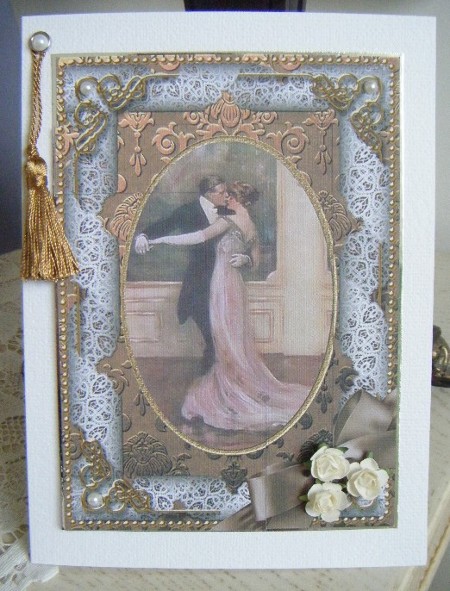 Strictly Dancing Couple Lace 7x5in One Corner Stacker by Maureen Garrigan