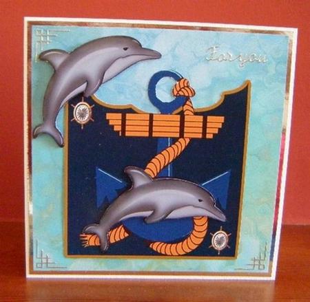 Nautical Card Fronts with 3D Elements by Maureen Garrigan