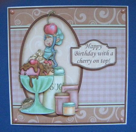 Happy Birthday with a Cherry on Top Decoupage by Maureen Garrigan