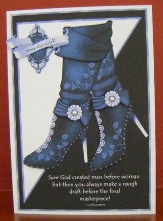 You Go Girl Card Topper in Blue by Maureen Garrigan