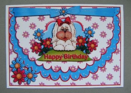 Puppy Dog Scalloped Envelope Card by Maureen Garrigan