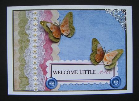Serenity - Welcome Little One Decoupage Card by Maureen Garrigan