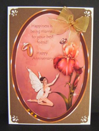 Anniversary Iris Fairy Oval Topper by Maureen Garrigan