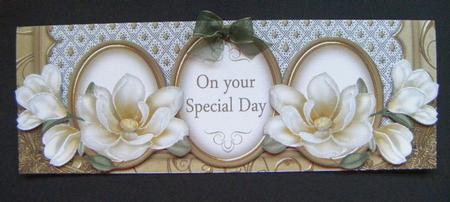 Cream Magnolia Your Special Day Large Dl Decoupage Card Kit by Maureen Garrigan
