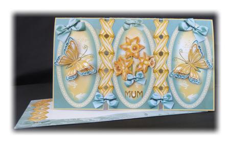 Tent Fold Mock Ribbon Daffodil's and Flutters Card Kit by Maureen Garrigan