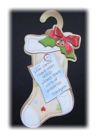 Christmas Stocking Door Hanger with Decoupage by Maureen Garrigan