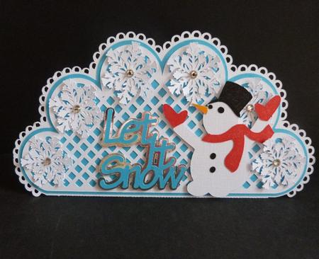 Frozen Snowflake Christmas Card Let It Snow With Snowman by Maureen Garrigan
