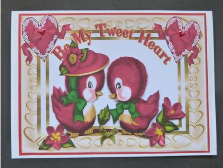 Be My Tweet-heart, My Little Bird, with Lace Hearts by Maureen Garrigan
