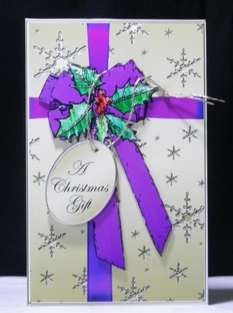 Elegant Christmas Holly Parcel Lottery Wallet Card by Maurine Tapscott