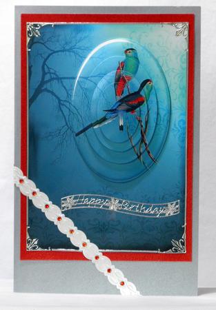 Vintage Birds 7.1, Parakeets by Maurine Tapscott