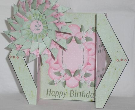 White Flowers on Pink Triangle Front Gatefold by Maurine Tapscott