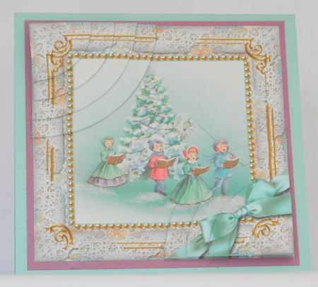 Christmas Carol Singers 6 Inch Duo Corner Stack Card Front by Maurine Tapscott
