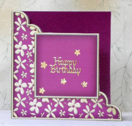 Gold Floral Cut and Fold Corner Card Plain Card Base by Maurine Tapscott