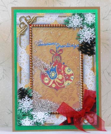 Red Poinsettia Snow 7x5inch Plain Card Front and Frame by Maurine Tapscott