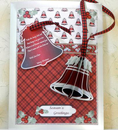3D Bell Decoration in Red and White A4 Card Kit by Maurine Tapscott