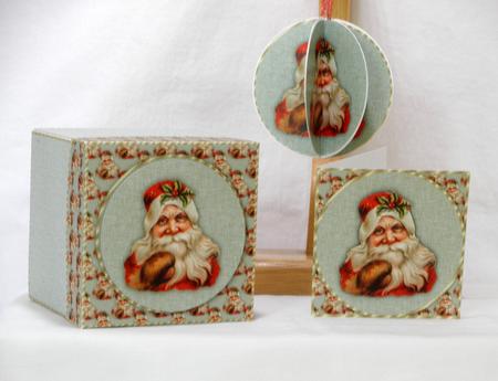 Christmas Vintage Santa 3D Bauble & Gift Box Kit by Maurine Tapscott