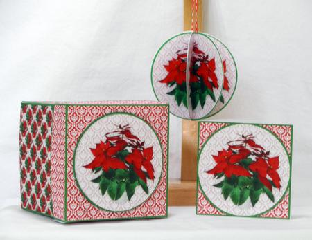 Christmas Poinsettia 3D Bauble & Gift Box Kit by Maurine Tapscott