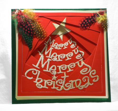 8 x 8 Merry Christmas Tree Twisted Tunnel Card Kit by Maurine Tapscott