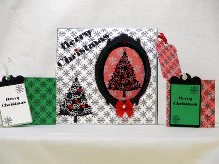 Black and White Xmas Tree Tent Card Kit by Maurine Tapscott