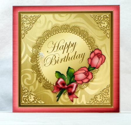 Roses and Metallic Lace Cut and Fold Card by Maurine Tapscott