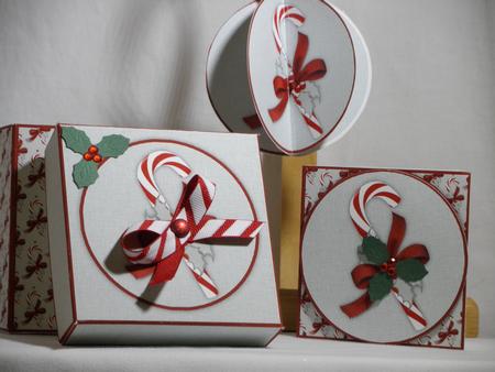 Christmas Candy Cane with Holly 3D Bauble & Gift Box Kit by Maurine Tapscott