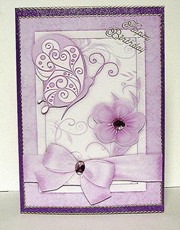 Butterfly 'n Bloom in Lavendar A4 Card Front by Maxine Jones