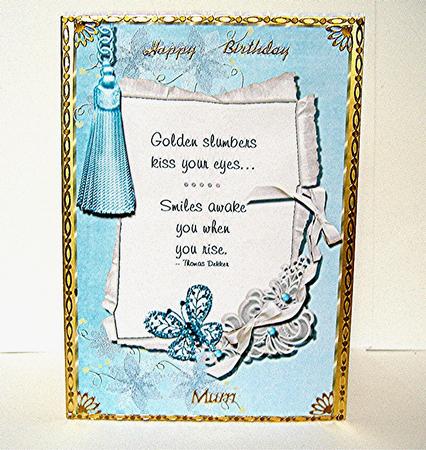 Golden Slumbers & Smiles Card Topper by Maxine Jones
