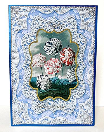 Colourful Carnations Lace Card Front Step by Step by Maxine Jones