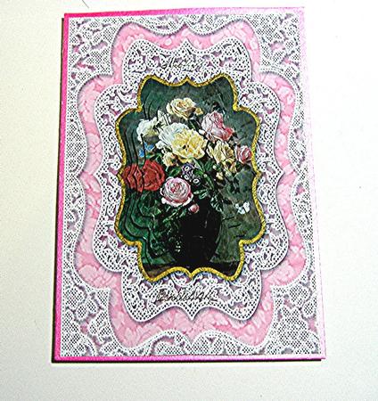 Rose Bouquet Lace Card Front Step by Step by Maxine Jones