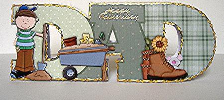 Gardener Dad Shape Card or Topper with Decoupage by Maxine Jones
