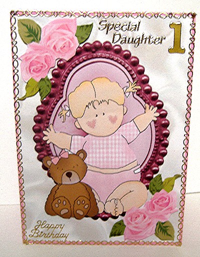 Baby Girl with Pink Roses by Maxine Jones