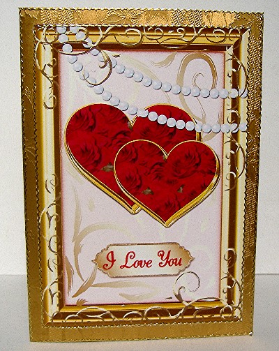 Valentine / Wedding Hearts in Gold Frame by Maxine Jones