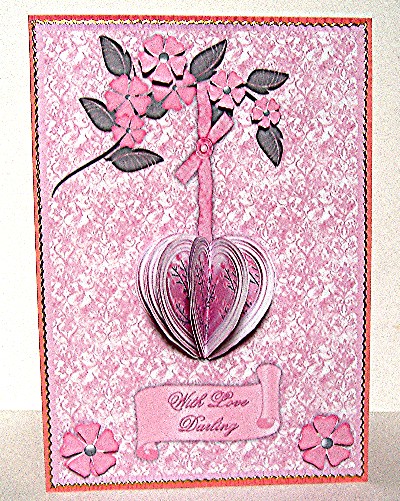 3D Heart and Flowers Card Front by Maxine Jones