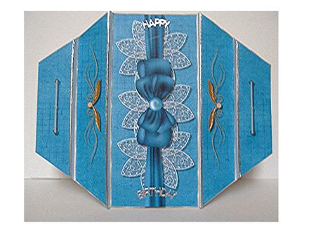 Lace on Teal Theatre Fold Card by Maxine Jones
