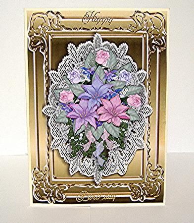 Floral Bouquet Quick Card Front with Decoupage by Maxine Jones