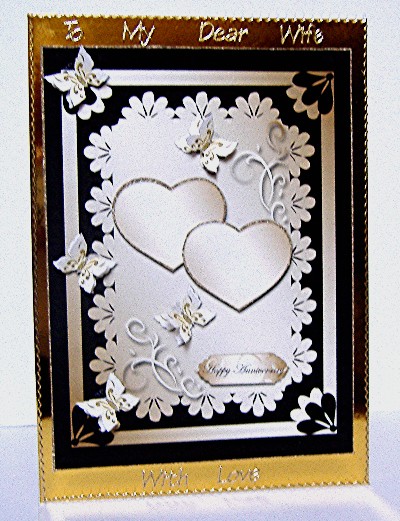 Two Hearts & 5 Butterflies Anniversary / Birthday Topper 1 by Maxine Jones
