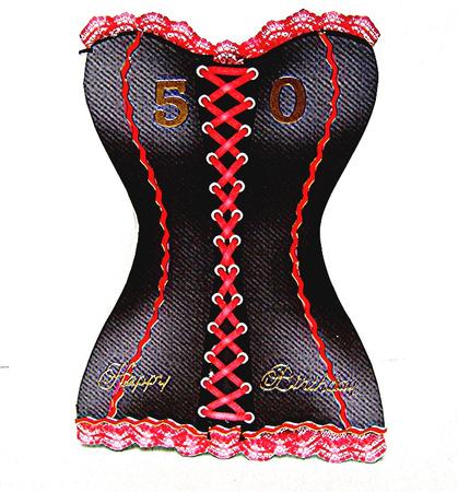 Black and Red Corset Shaped Card by Maxine Jones