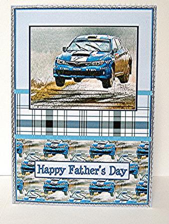 Rally Car Pyramid Father's Day Card by Maxine Jones
