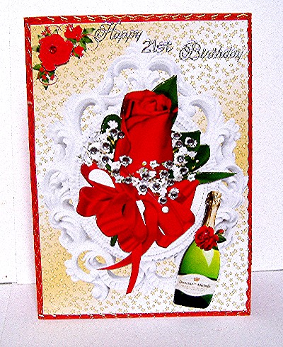 Red Rose & Champagne, A4 Topper by Maxine Jones