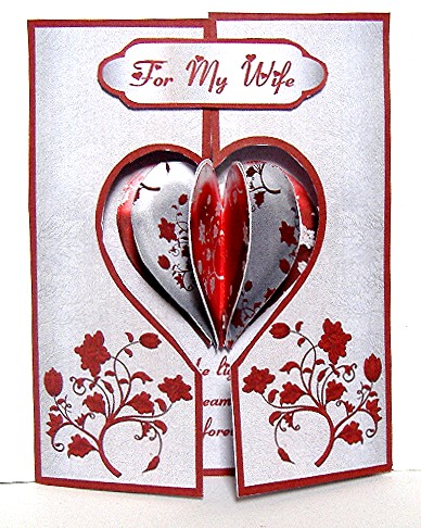 3D Valentine Heart Gatefold Aperture Card by Maxine Jones