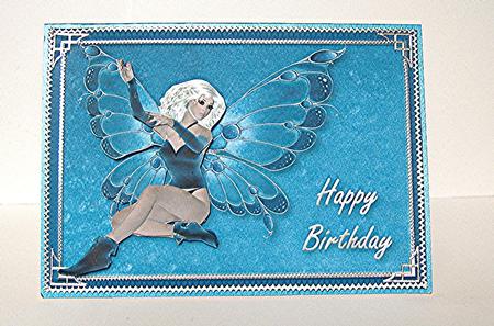 Blue Fairy Card Front by Maxine Jones