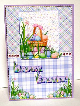 Happy Easter Basket Card Front by Maxine Jones