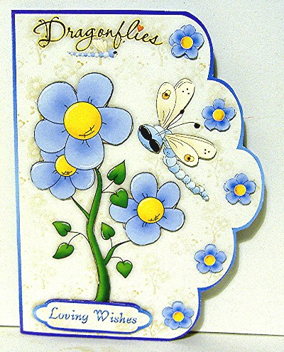 Dragonflowers 2 A4 Scallop Edge Card Front by Maxine Jones