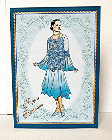 Beautiful Vintage Fashion Lady Dressed in Blue by Maxine Jones