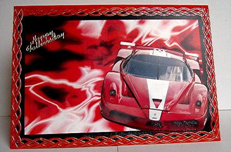 Fire Red Ferrari Enzo Decoupage by Maxine Jones