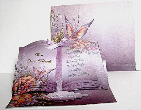 Butterfly and Flowers 4 Page Easel Card Kit by Maxine Jones