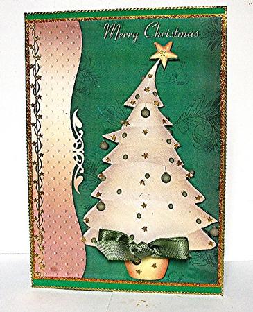 A4 Quick Layered Christmas Tree Card by Maxine Jones