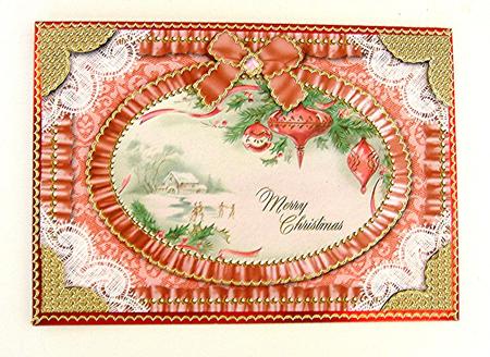 Pink Merry Christmas Lace N Ruffles Card Front Step by Step by Maxine Jones